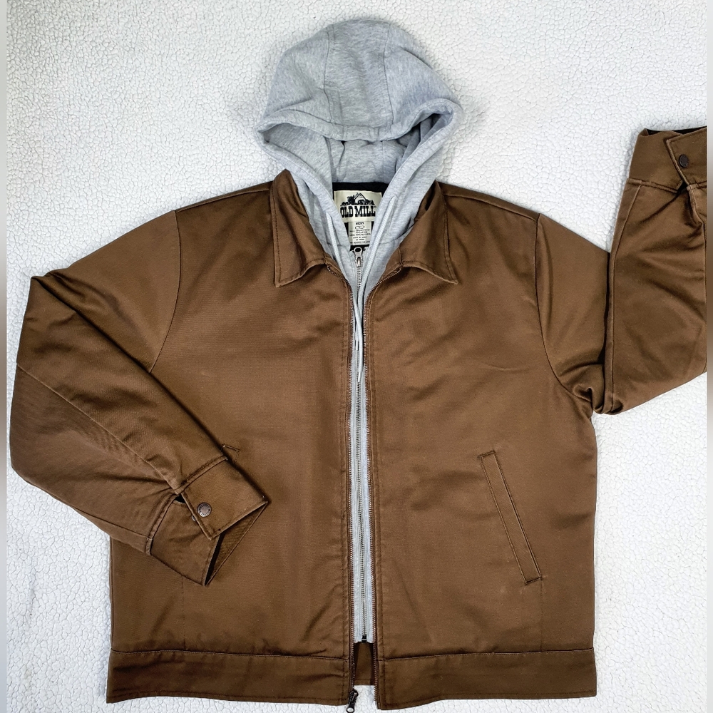 Old Mill Layered Jacket Brown Men's Size L Shacket Rugged Trucker Skater Jacket